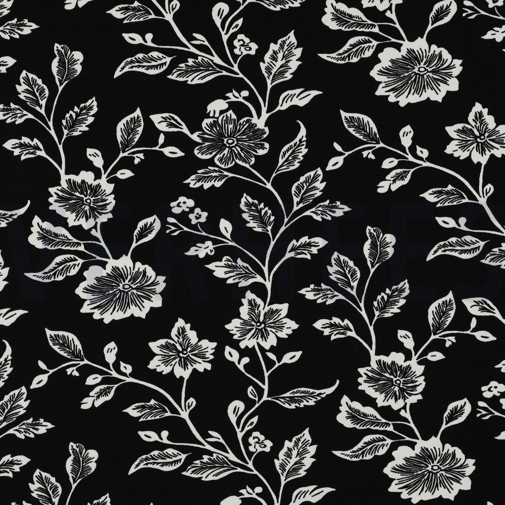 VISCOSE JERSEY FLOWERS BLACK