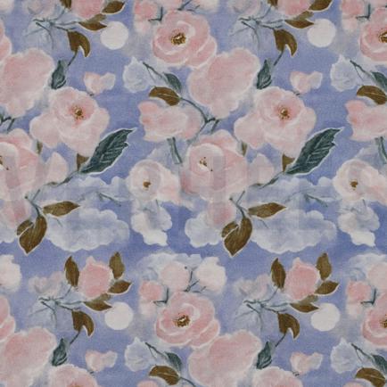 VISCOSE JERSEY DIGITAL FLEURS BLEU CLAIR (hover)