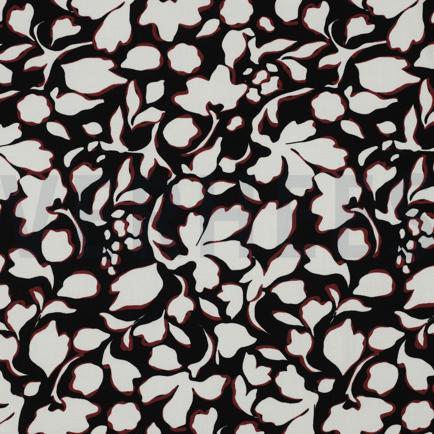 VISCOSE POPLIN STRETCH BIG BLOEMEN ZWART (hover)