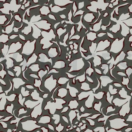 VISCOSE POPLIN STRETCH BIG BLOEMEN TAUPE (hover)