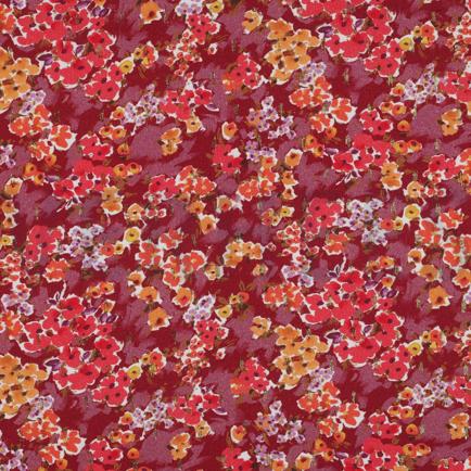 VISCOSE LUREX DIGITAAL KLEINE BLOEMEN KERSENROOD (hover)