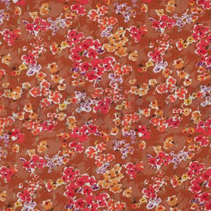 VISCOSE LUREX DIGITAAL KLEINE BLOEMEN ROEST (hover)