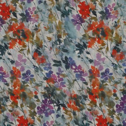 VISCOSE SATIN DIGITAL FLOWERS OFF WHITE (hover)