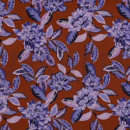 VISCOSE STRETCH FLEURS BRUN (hover)