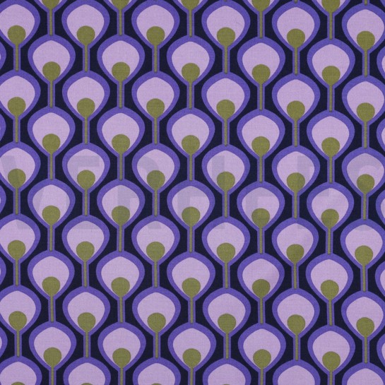 VISKOSE ROSELLA STRETCH ABSTRACT DUNKELVIOLETT #7