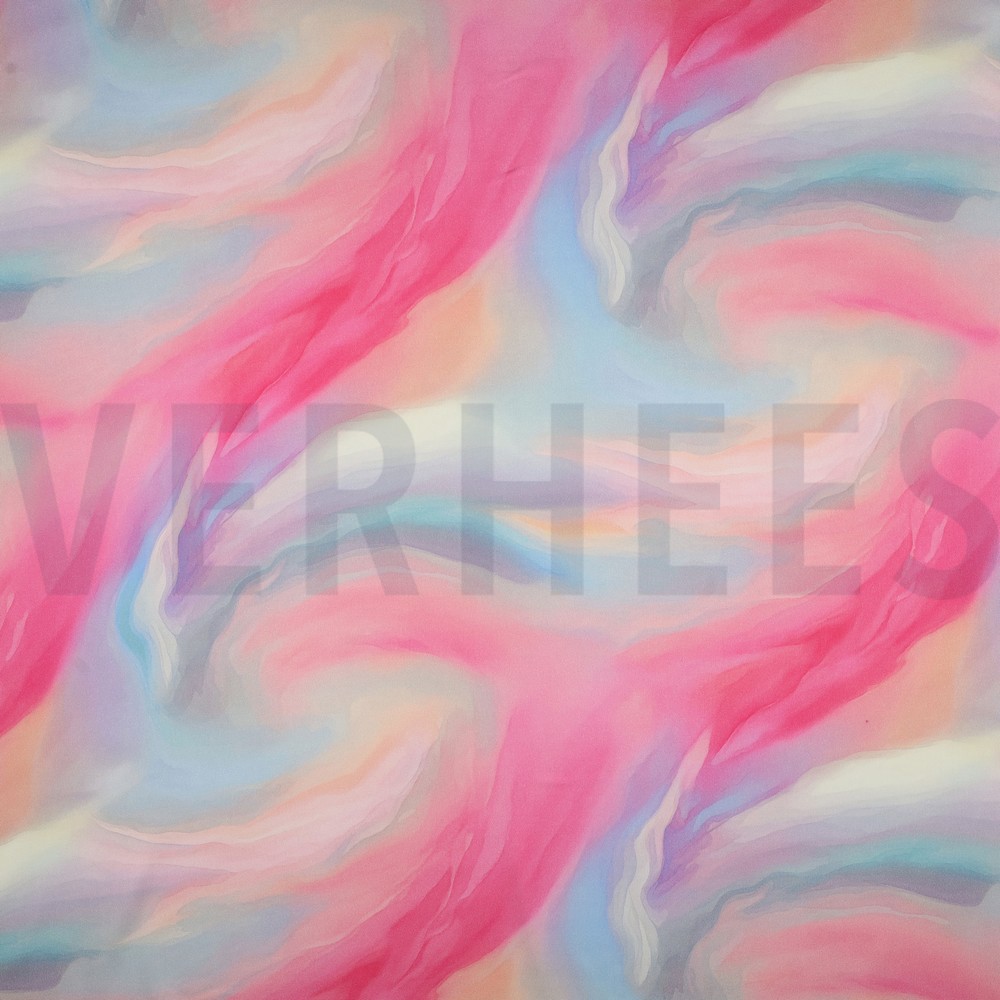 VISCOSE SATIJN DIGITAAL ABSTRACT ROZE