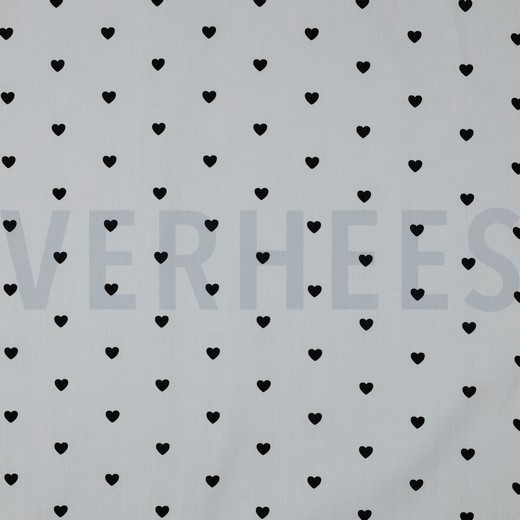 FINE POPLIN HEARTS WHITE/ BLACK