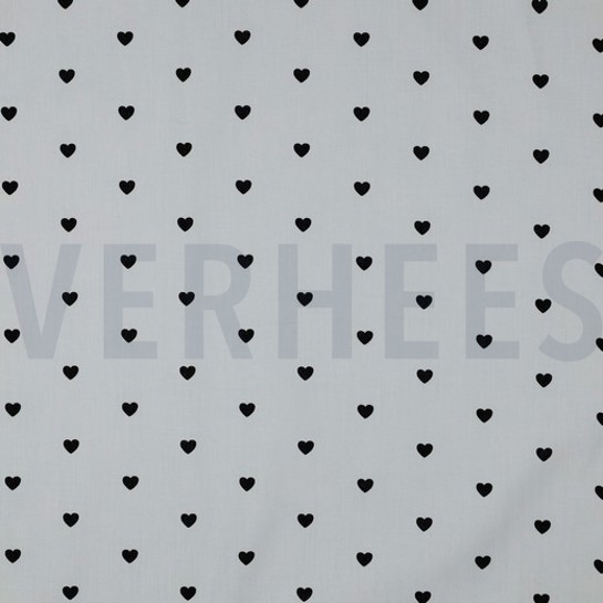 FINE POPLIN HEARTS WHITE/BLACK #7