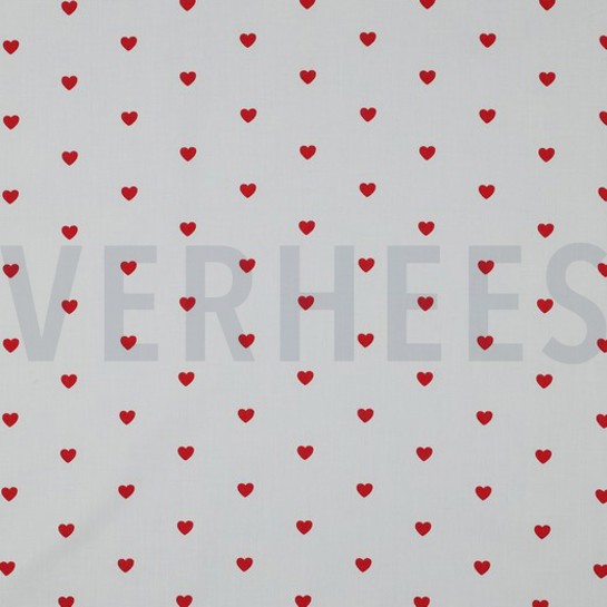 FINE POPLIN HEARTS WHITE/DARK RED #7