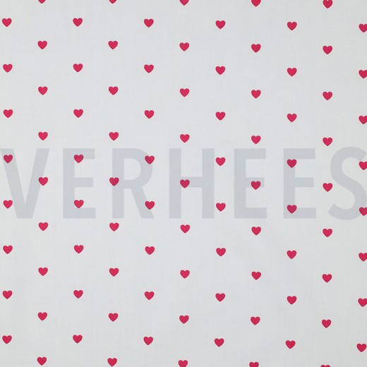 FINE POPLIN HEARTS WHITE/ FUCHSIA