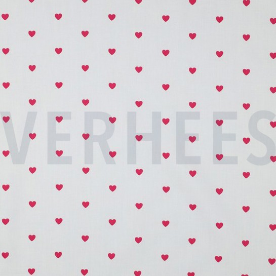 FINE POPLIN HEARTS WHITE/FUCHSIA #7