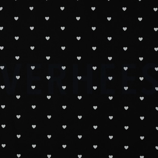 FINE POPLIN HEARTS BLACK/ WHITE