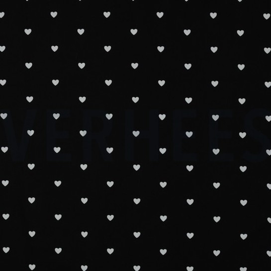 FINE POPLIN HEARTS BLACK/WHITE #7