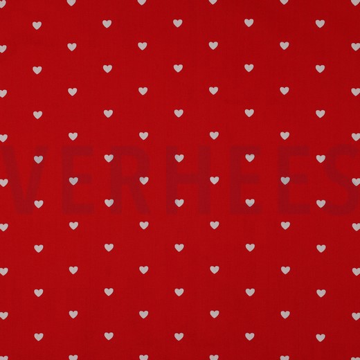 FINE POPLIN HEARTS DARK RED/ WHITE