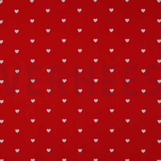 FINE POPLIN HEARTS DARK RED/WHITE #7