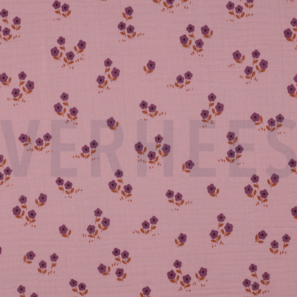 DOUBLE GAUZE BLOEMEN MAUVE
