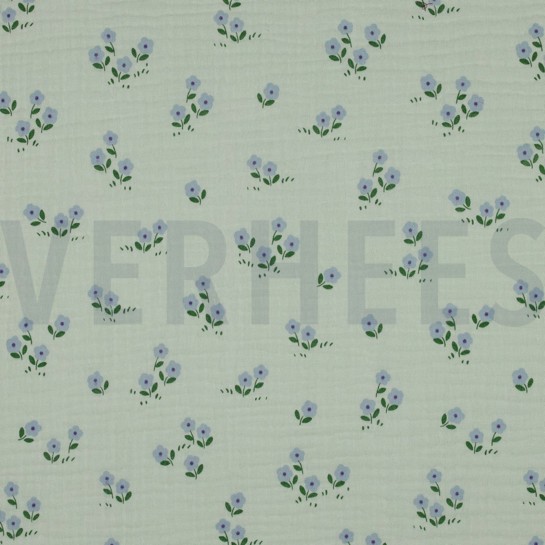DOUBLE GAZE DE COTON FLEURS MENTHE #7