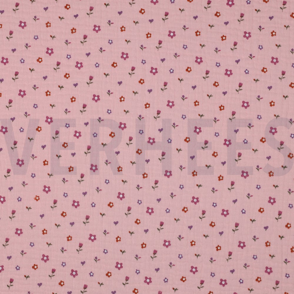 DOUBLE GAUZE FLOWERS LIGHT PINK