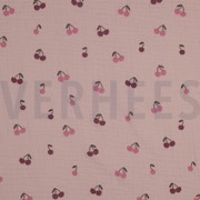 DOUBLE GAZE DE COTON FRUITS ROSE TENDRE (thumbnail)