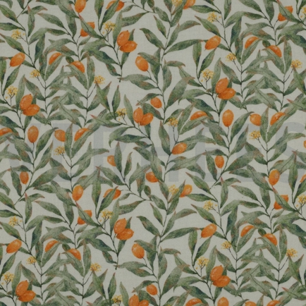 DOUBLE GAUZE DIGITAAL BLADEREN GEBROKEN WIT (hover)