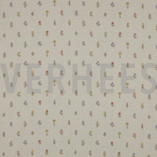 DOUBLE GAZE DE COTON GOTS DIGITAL  FLEURS NATUREL #7