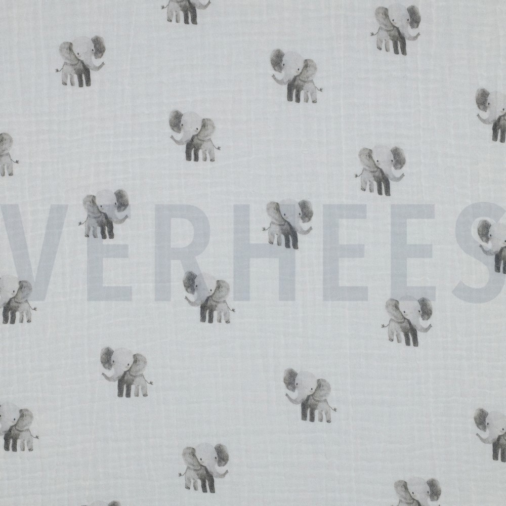 DOUBLE GAUZE GOTS DIGITAAL DIEREN WIT