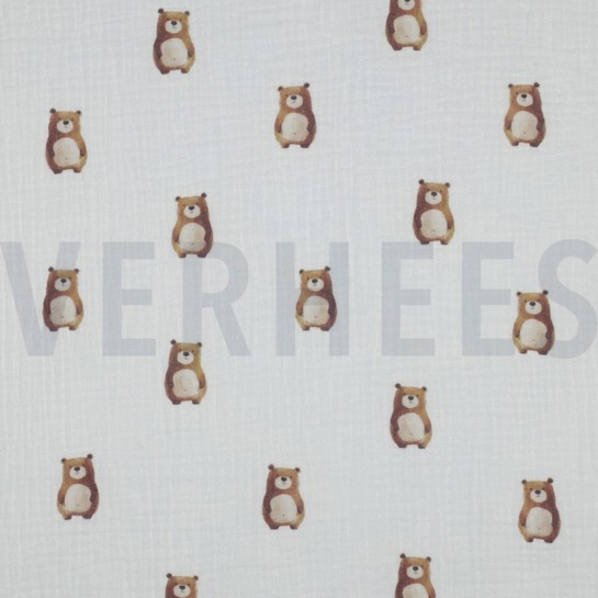 DOUBLE GAUZE GOTS DIGITAL ANIMALS WHITE #7