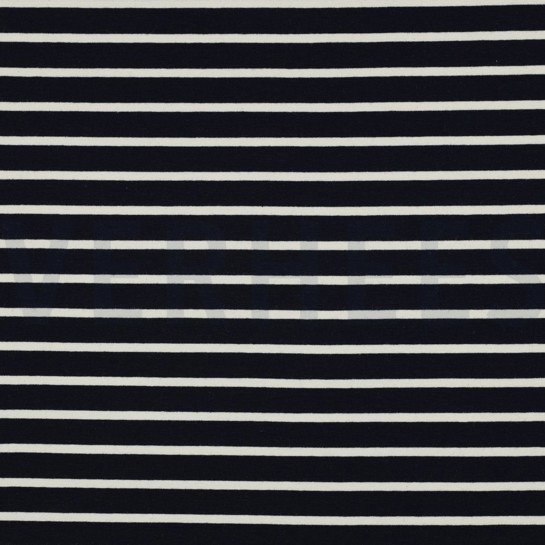 FRENCH TERRY GARENGEVERFD STREPEN DONKERBLAUW/ÉCRU #7