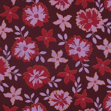 LIN VISCOSE FLEURS BORDEAUX (hover)