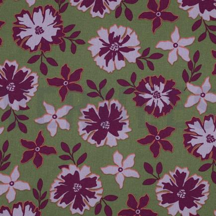LIN VISCOSE FLEURS VERT (hover)