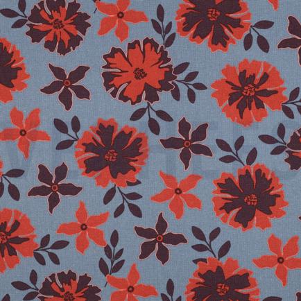 LIN VISCOSE FLEURS BLEU (hover)