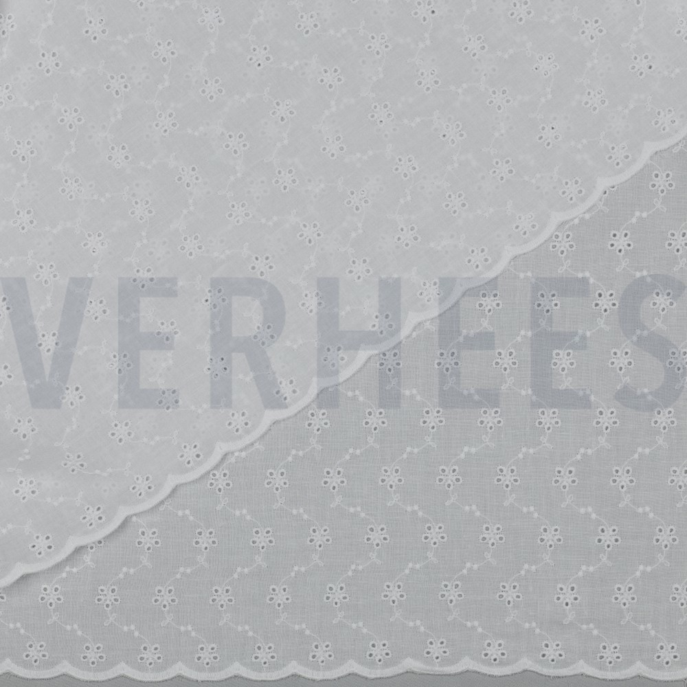 COTTON EMBROIDERY TWO-SIDE SCALLOP WHITE