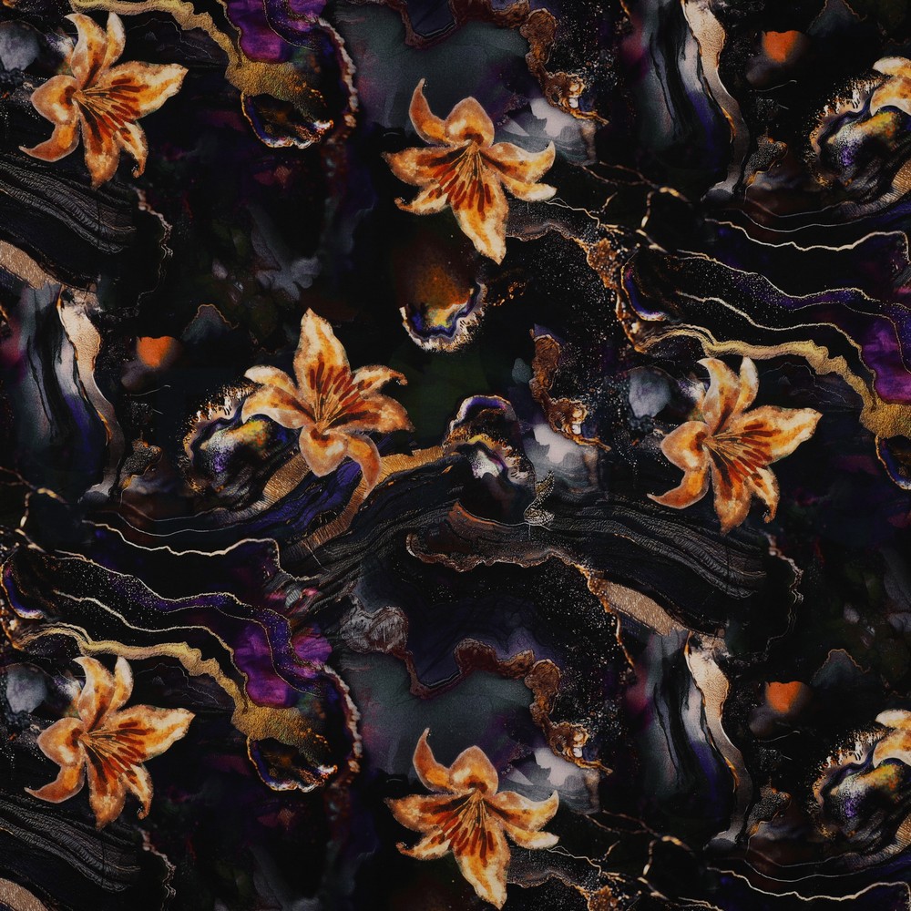 PUNTA DI ROMA DIGITAAL BLOEMEN ZWART