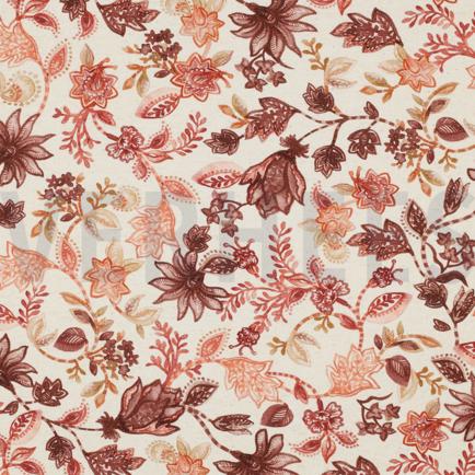 LINNEN JERSEY DIGITAAL BLOEMEN COGNAC (hover)