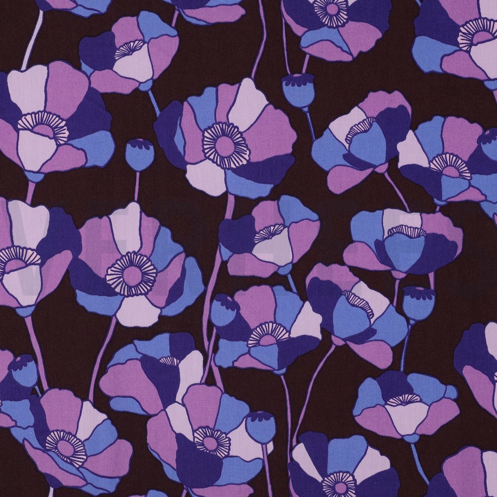 COTTON VISCOSE FLOWERS BORDEAUX