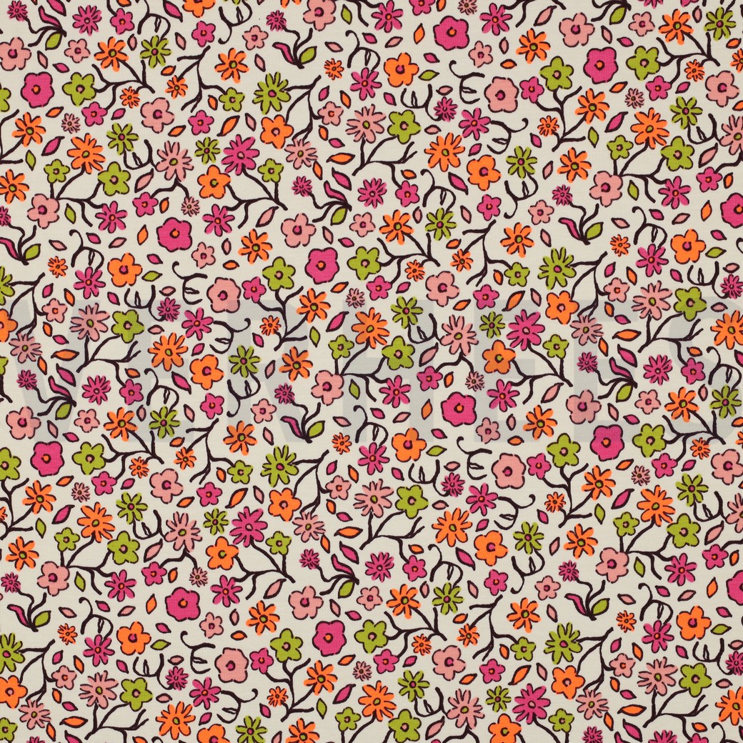 JERSEY NEON BLOEMEN WIT