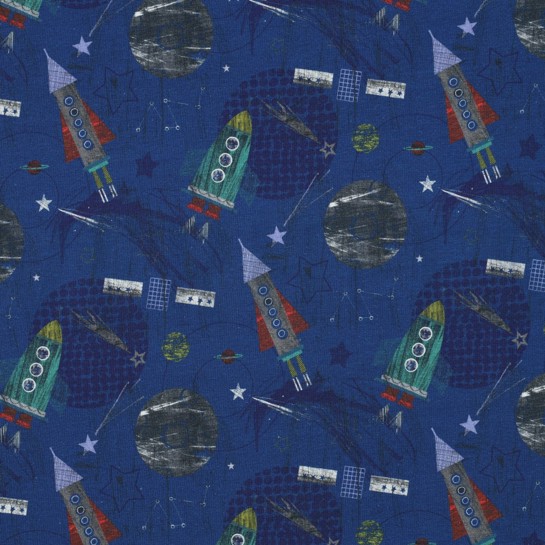 FRENCH TERRY DIGITAL WELTALL KOBALTBLAU #7