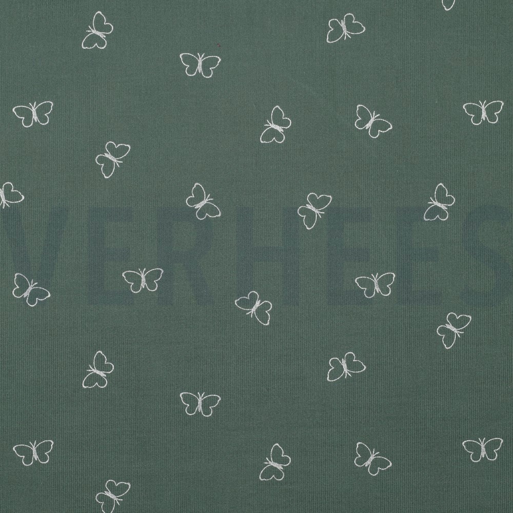 VELOURS MILLERAIES PAILLETÉ PAPILLONS SAUGE