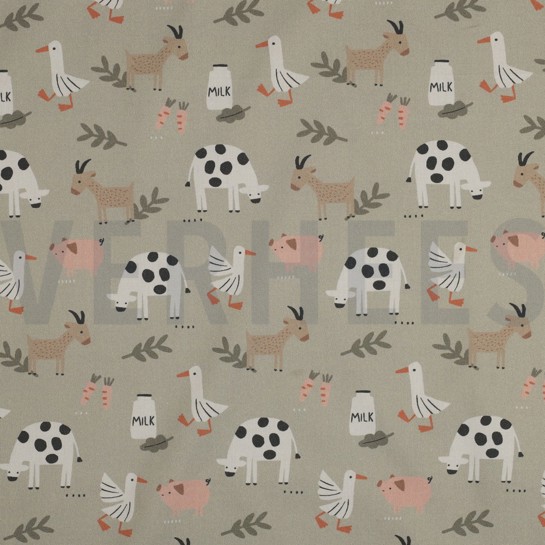 FINE POPLIN GOTS FARM ANIMALS SAGE #7