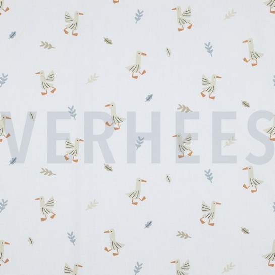 FINE POPLIN GOTS FARM ANIMALS WHITE #7