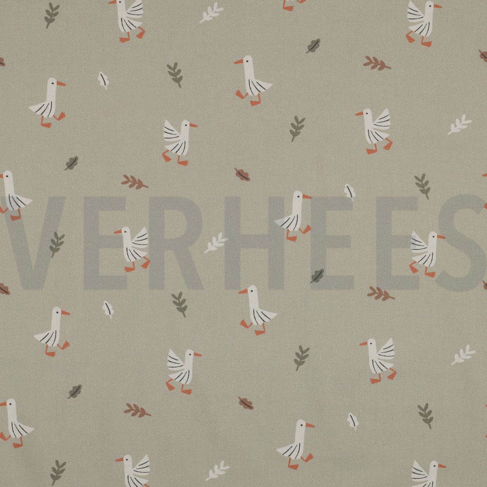 FINE POPLIN GOTS FARM ANIMALS SAGE