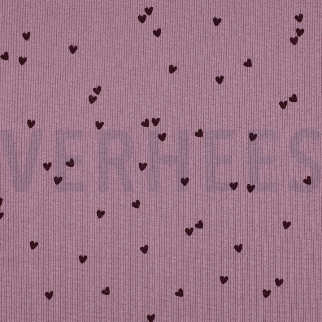 RIB JERSEY HEARTS MAUVE