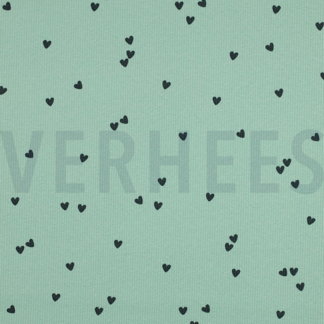 RIB JERSEY HEARTS SAGE