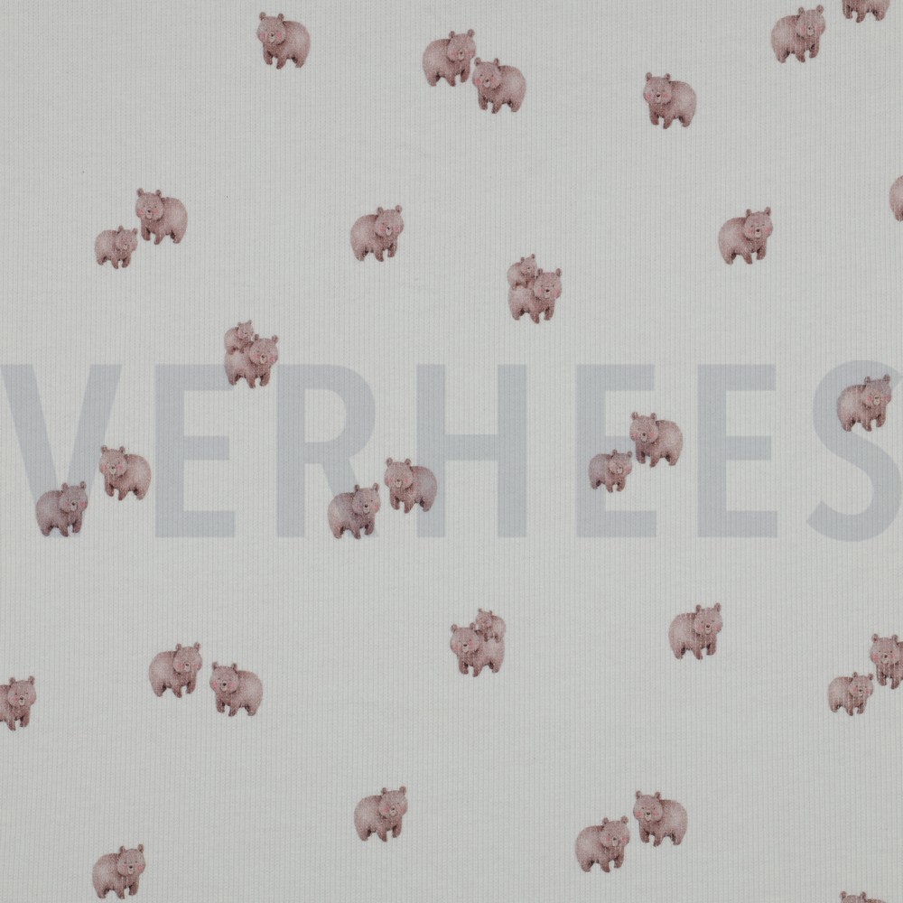 RIB JERSEY DIGITAL FOREST ANIMALS WHITE