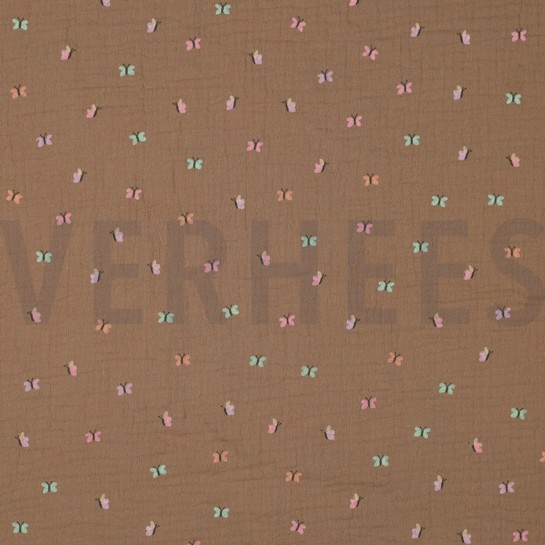 DOUBLE GAZE DE COTON PAPILLONS CAMEL #7