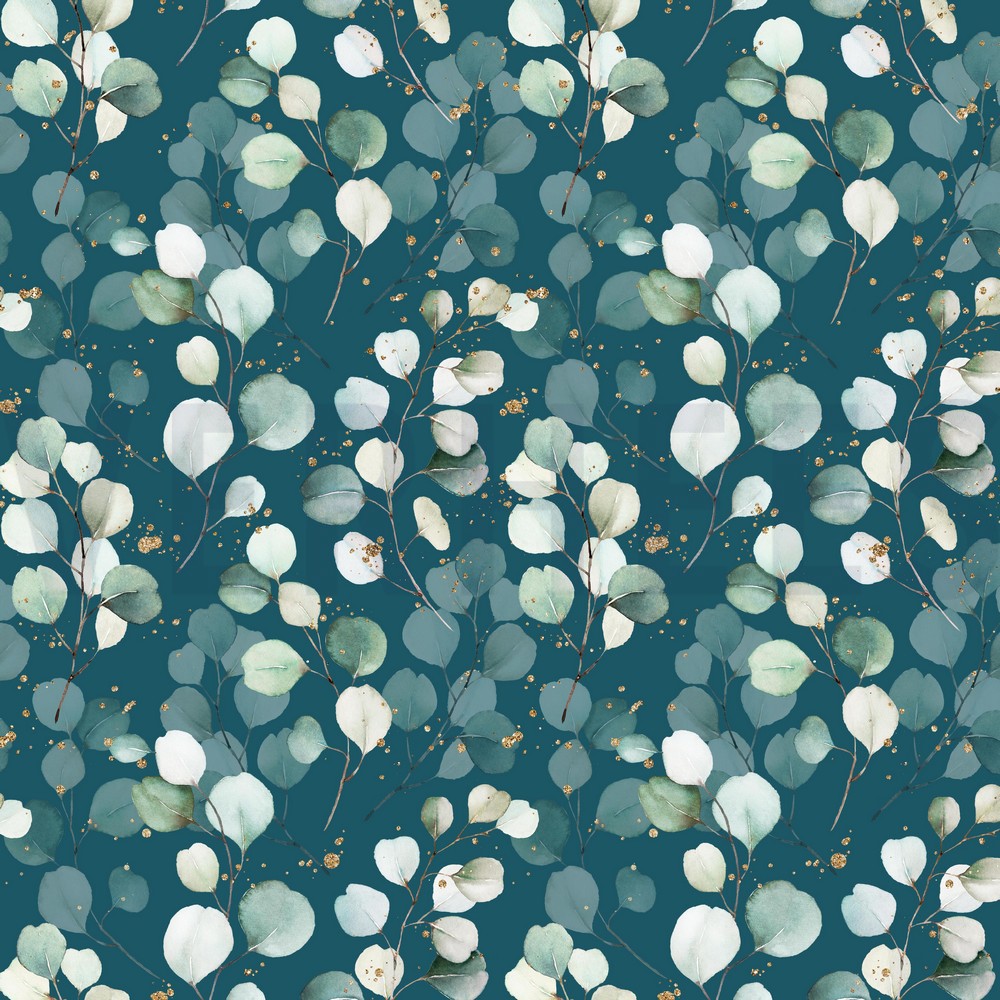 JERSEY DIGITAL EUKALYPTUSBLÄTTER PETROL