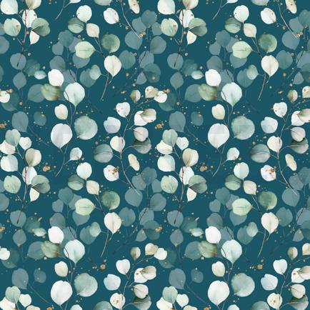 JERSEY DIGITAL EUCALYPTUS LEAVES PETROL (hover)