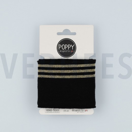 CUFFS BORD- CÔTES LUREX 7CM BLACK/GOLD