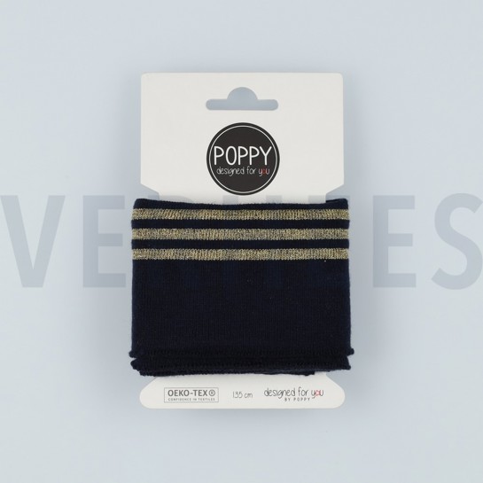 CUFFS BÜNDCHEN LUREX 7CM MARINEBLAU / GOLD #7