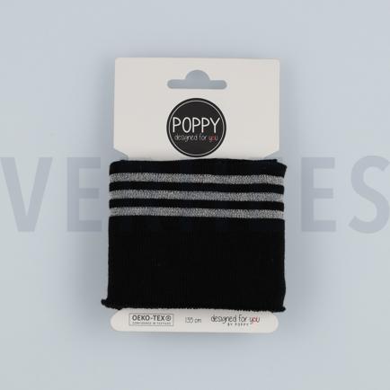 CUFFS BORD- CÔTES LUREX 7CM NOIR ARGENT (hover)